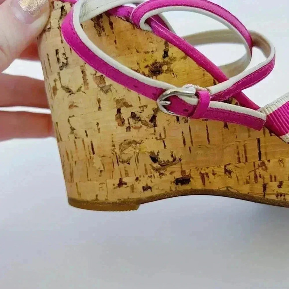 y2k Vintage Coach Barbie Pink Strappy Wedges Heels Sandals Women's Size 6.5 US - Picture 6 of 11